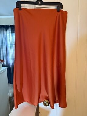 Rachel Zoe Midi Slip Skirt in Rust